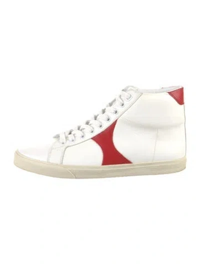 Pre-owned Celine Leather Colorblock Pattern Sneakers In White