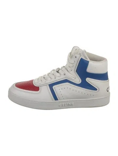 Pre-owned Celine Leather Colorblock Pattern Sneakers In White