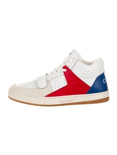 Pre-owned Celine Leather Colorblock Pattern Sneakers In White