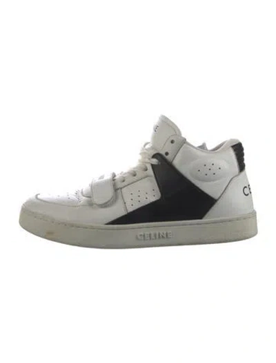 Pre-owned Celine Leather Colorblock Pattern Sneakers In White