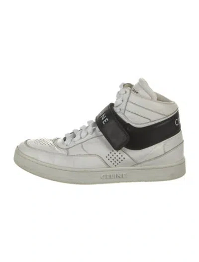 Pre-owned Celine Leather Colorblock Pattern Sneakers In White