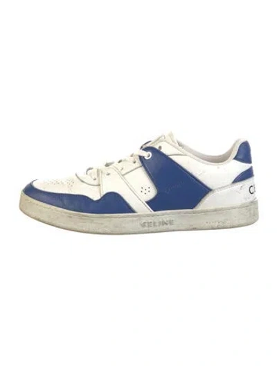 Pre-owned Celine Leather Colorblock Pattern Sneakers In White