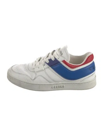 Pre-owned Celine Leather Colorblock Pattern Sneakers In White