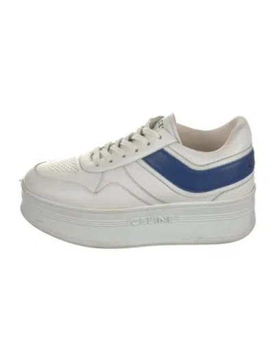 Pre-owned Celine Leather Colorblock Pattern Sneakers In White