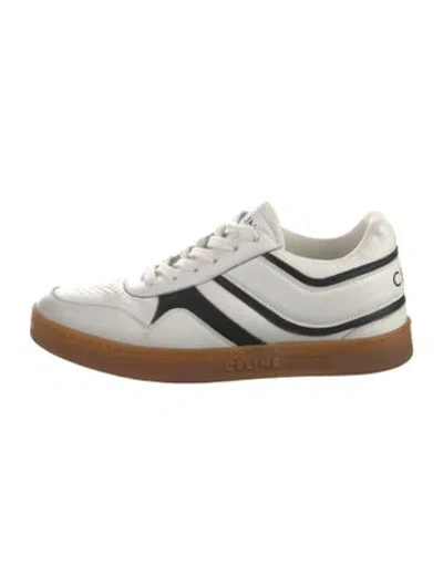 Pre-owned Celine Leather Colorblock Pattern Sneakers In White