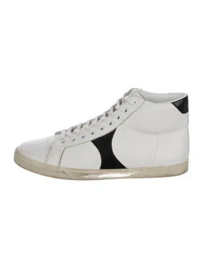 Pre-owned Celine Leather Colorblock Pattern Sneakers In White