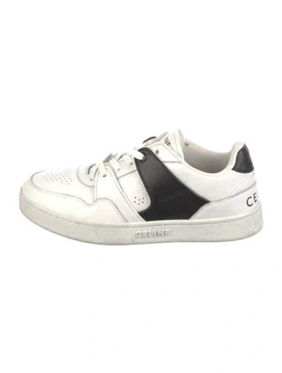Pre-owned Celine Leather Colorblock Pattern Sneakers In White