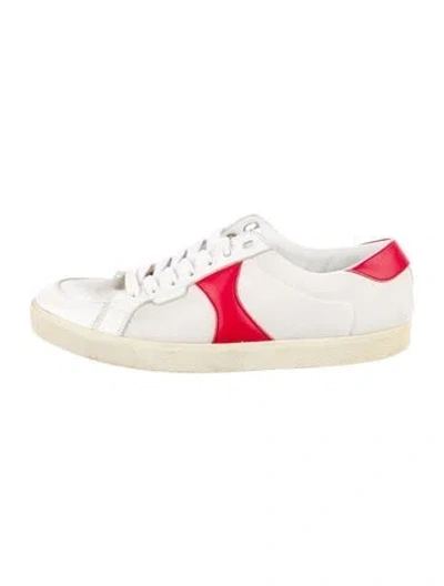 Pre-owned Celine Leather Colorblock Pattern Sneakers In White