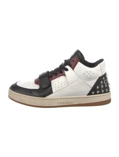 Pre-owned Celine Leather Colorblock Pattern Sneakers In White
