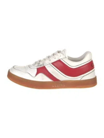 Pre-owned Celine Leather Colorblock Pattern Sneakers In White