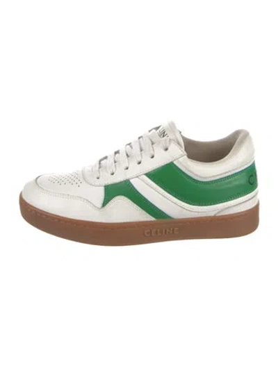Pre-owned Celine Leather Colorblock Pattern Sneakers In White