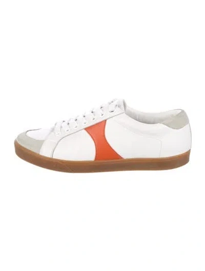Pre-owned Celine Leather Colorblock Pattern Sneakers In White