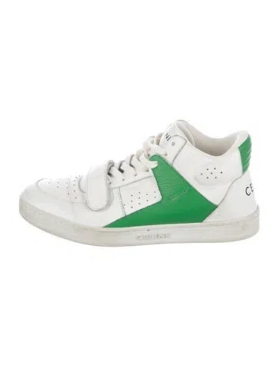 Pre-owned Celine Leather Colorblock Pattern Sneakers In White