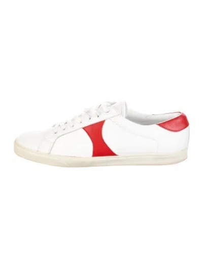 Pre-owned Celine Leather Colorblock Pattern Sneakers In White
