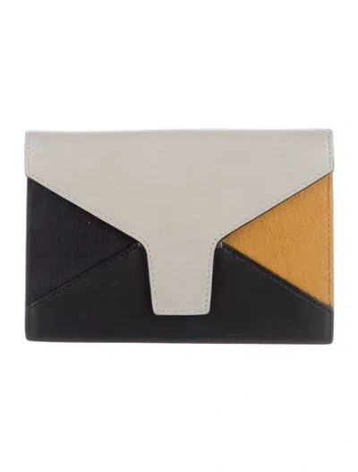 Pre-owned Celine Leather Colorblock Pattern Wallet In Black
