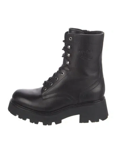 Pre-owned Celine Leather Combat Boots In Black