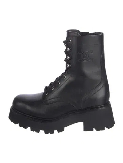 Pre-owned Celine Leather Combat Boots In Black