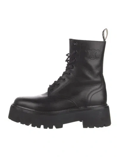 Pre-owned Celine Leather Combat Boots In Black