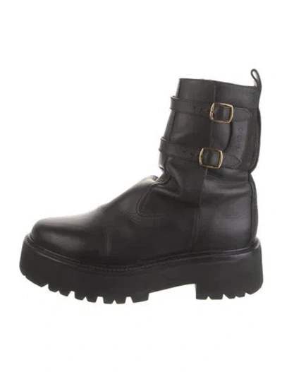 Pre-owned Celine Leather Combat Boots In Black