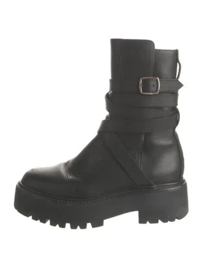 Pre-owned Celine Leather Combat Boots In Black