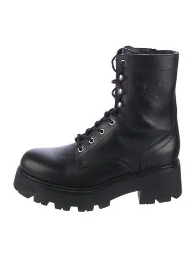 Pre-owned Celine Leather Combat Boots In Black
