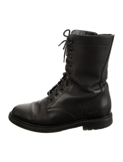 Pre-owned Celine Leather Combat Boots In Black
