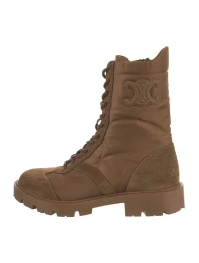 Pre-owned Celine Leather Combat Boots In Brown