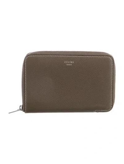 Pre-owned Celine Leather Compact Wallet In Neutral