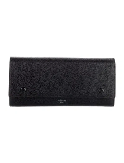 Pre-owned Celine Leather Continental Wallet In Black