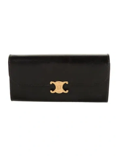 Pre-owned Celine Leather Continental Wallet In Black