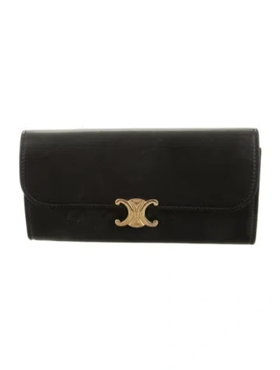Pre-owned Celine Leather Continental Wallet In Black