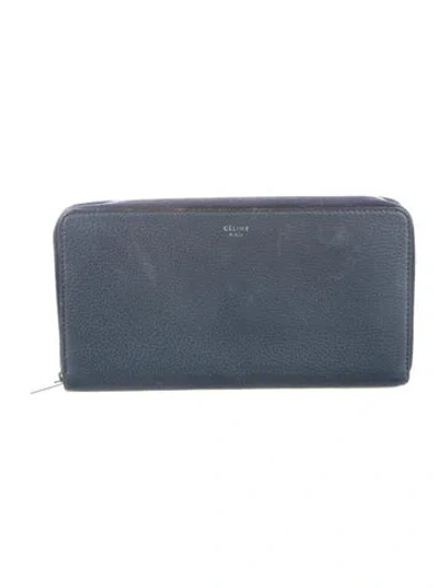 Pre-owned Celine Leather Continental Wallet In Blue