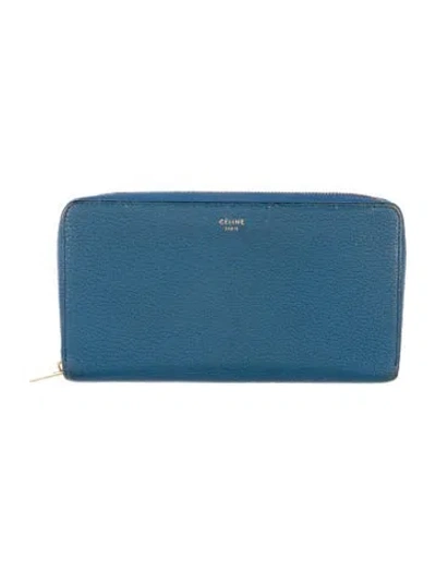 Pre-owned Celine Leather Continental Wallet In Blue