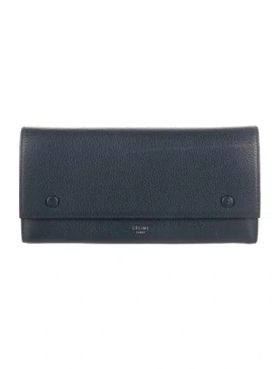 Pre-owned Celine Leather Continental Wallet In Blue