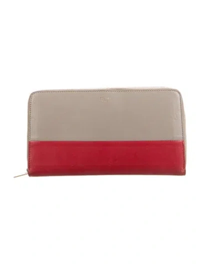 Pre-owned Celine Leather Continental Wallet In Grey