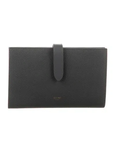 Pre-owned Celine Leather Continental Wallet In Grey
