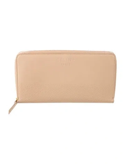 Pre-owned Celine Leather Continental Wallet In Neutral