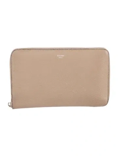 Pre-owned Celine Leather Continental Wallet In Neutral