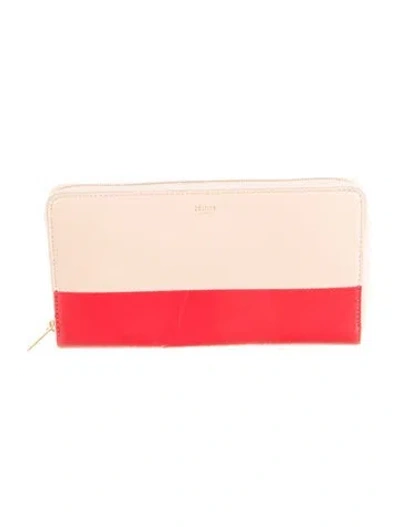 Pre-owned Celine Leather Continental Wallet In Neutrals
