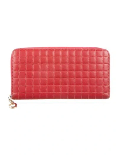 Pre-owned Celine Leather Continental Wallet In Red