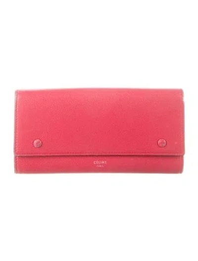 Pre-owned Celine Leather Continental Wallet In Red