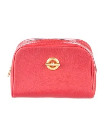 Pre-owned Celine Leather Cosmetic Bag In Red