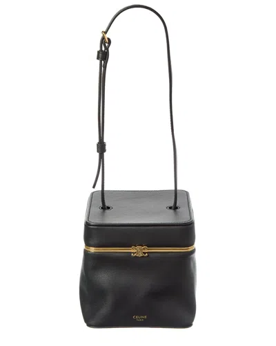 Celine Cube In Triomphe Canvas And Natural Calfskin In Brown