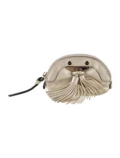 Pre-owned Celine Leather Cosmetic Pouch In Neutral