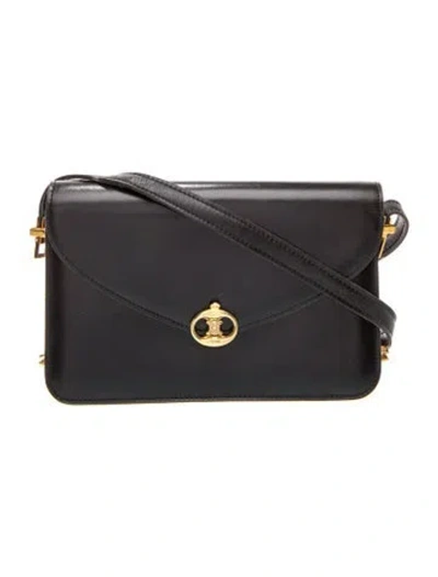 Pre-owned Celine Leather Crossbody Bag Vintage In Black