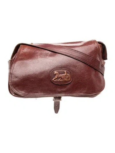 Pre-owned Celine Leather Crossbody Bag Vintage In Burgundy