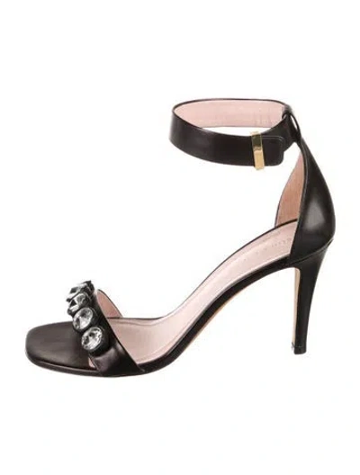 Pre-owned Celine Leather Crystal Embellishments Sandals In Black