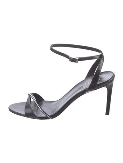 Pre-owned Celine Leather Crystal Embellishments Sandals In Black