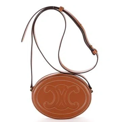 Pre-owned Celine Leather Cuir Triomphe Oval Purse In Brown