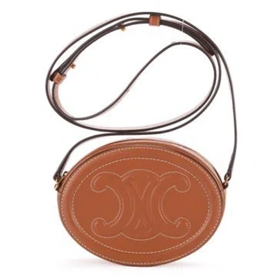 Pre-owned Celine Leather Cuir Triomphe Oval Purse In Brown